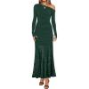 imageZESICA Womens Off Shoulder Cocktail Maxi Dresses 2025 Fall Long Sleeve Bodycon Ruched Lace Wedding Guest Party DressGreen