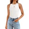 imageZESICA Womens Summer Sleeveless Tank Tops Ribbed High Neck Racerback Slim Fitted Color Block Casual ShirtsCream
