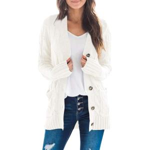 imageZESICA Womens Cardigan Sweaters Fall Button Down Open Front Cable Knit Casual Trendy Winter Clothing OuterwearBeige