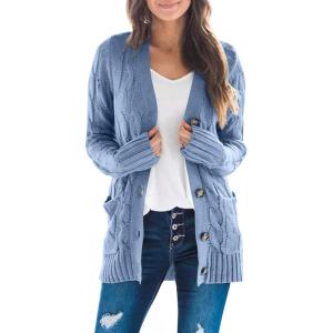 imageZESICA Womens Cardigan Sweaters Fall Button Down Open Front Cable Knit Casual Trendy Winter Clothing OuterwearBlue