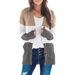 imageZESICA Womens Cardigan Sweaters Fall Button Down Open Front Cable Knit Casual Trendy Winter Clothing OuterwearCamel