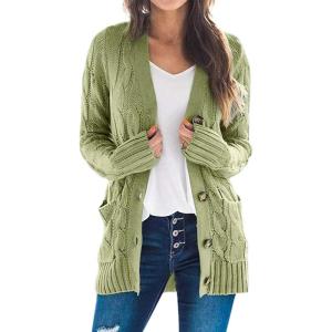imageZESICA Womens Cardigan Sweaters Fall Button Down Open Front Cable Knit Casual Trendy Winter Clothing OuterwearOlive