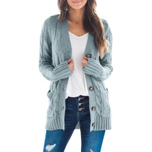 imageZESICA Womens Cardigan Sweaters Fall Button Down Open Front Cable Knit Casual Trendy Winter Clothing OuterwearSage
