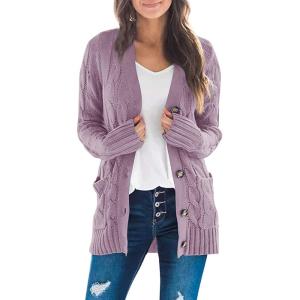 imageZESICA Womens Cardigan Sweaters Fall Button Down Open Front Cable Knit Casual Trendy Winter Clothing OuterwearTaro