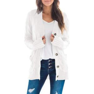 imageZESICA Womens Cardigan Sweaters Fall Button Down Open Front Cable Knit Casual Trendy Winter Clothing OuterwearWhite