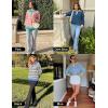 imageZESICA Sweatshirts for Womens Long Sleeve Lapel V Neck Striped Oversized TopsBlack