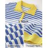 imageZESICA Sweatshirts for Womens Long Sleeve Lapel V Neck Striped Oversized TopsBlue