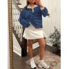 imageZESICA Sweatshirts for Womens Long Sleeve Lapel V Neck Striped Oversized TopsDark Blue