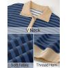 imageZESICA Sweatshirts for Womens Long Sleeve Lapel V Neck Striped Oversized TopsDark Blue