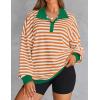 imageZESICA Sweatshirts for Womens Long Sleeve Lapel V Neck Striped Oversized TopsOrange
