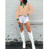 imageZESICA Sweatshirts for Womens Long Sleeve Lapel V Neck Striped Oversized TopsOrange