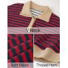 imageZESICA Sweatshirts for Womens Long Sleeve Lapel V Neck Striped Oversized TopsRed