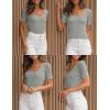 imageZESICA Womens 2025 Short Sleeve Square Neck T Shirts Slim Fitted Summer Ribbed Knit Basic Casual Tee TopsGrey