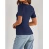 imageZESICA Womens 2025 Short Sleeve Square Neck T Shirts Slim Fitted Summer Ribbed Knit Basic Casual Tee TopsNavy