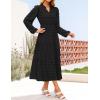imageZESICA Womens Boho Maxi Dresses 2025 Fall V Neck Long Sleeve Swiss Dot Tiered Flowy Swing DressBlack