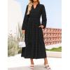 imageZESICA Womens Boho Maxi Dresses 2025 Fall V Neck Long Sleeve Swiss Dot Tiered Flowy Swing DressBlack