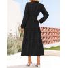 imageZESICA Womens Boho Maxi Dresses 2025 Fall V Neck Long Sleeve Swiss Dot Tiered Flowy Swing DressBlack