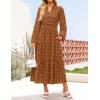 imageZESICA Womens Boho Maxi Dresses 2025 Fall V Neck Long Sleeve Swiss Dot Tiered Flowy Swing DressCaramel