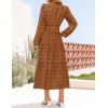 imageZESICA Womens Boho Maxi Dresses 2025 Fall V Neck Long Sleeve Swiss Dot Tiered Flowy Swing DressCaramel