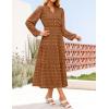 imageZESICA Womens Boho Maxi Dresses 2025 Fall V Neck Long Sleeve Swiss Dot Tiered Flowy Swing DressCaramel