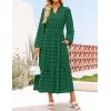imageZESICA Womens Boho Maxi Dresses 2025 Fall V Neck Long Sleeve Swiss Dot Tiered Flowy Swing DressDarkgreen