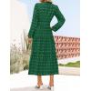 imageZESICA Womens Boho Maxi Dresses 2025 Fall V Neck Long Sleeve Swiss Dot Tiered Flowy Swing DressDarkgreen