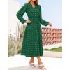 imageZESICA Womens Boho Maxi Dresses 2025 Fall V Neck Long Sleeve Swiss Dot Tiered Flowy Swing DressDarkgreen