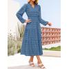 imageZESICA Womens Boho Maxi Dresses 2025 Fall V Neck Long Sleeve Swiss Dot Tiered Flowy Swing DressDustyblue