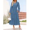 imageZESICA Womens Boho Maxi Dresses 2025 Fall V Neck Long Sleeve Swiss Dot Tiered Flowy Swing DressDustyblue