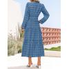 imageZESICA Womens Boho Maxi Dresses 2025 Fall V Neck Long Sleeve Swiss Dot Tiered Flowy Swing DressDustyblue