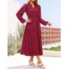 imageZESICA Womens Boho Maxi Dresses 2025 Fall V Neck Long Sleeve Swiss Dot Tiered Flowy Swing DressWine Red