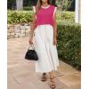 imageZESICA Womens Cap Sleeve Tank Tops Loose Fit Summer Trendy Crewneck Colorblock ShirtsPink