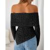 imageZESICA Womens Fall Floral Off Shoulder Tops 2025 Mesh Long Sleeve Shirts Asymmetrical Ruched Tee Blouses Trendy OutfitsBlack