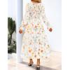 imageZESICA Womens Fall Long Sleeve Floral Boho Dress 2025 Casual V Neck ALine Flowy Wedding Guest Maxi DressesApricot