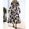 imageZESICA Womens Fall Long Sleeve Floral Boho Dress 2025 Casual V Neck ALine Flowy Wedding Guest Maxi DressesBlack
