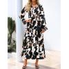 imageZESICA Womens Fall Long Sleeve Floral Boho Dress 2025 Casual V Neck ALine Flowy Wedding Guest Maxi DressesBlack