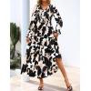 imageZESICA Womens Fall Long Sleeve Floral Boho Dress 2025 Casual V Neck ALine Flowy Wedding Guest Maxi DressesBlack