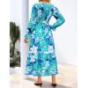 imageZESICA Womens Fall Long Sleeve Floral Boho Dress 2025 Casual V Neck ALine Flowy Wedding Guest Maxi DressesLake Blue