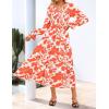 imageZESICA Womens Fall Long Sleeve Floral Boho Dress 2025 Casual V Neck ALine Flowy Wedding Guest Maxi DressesOrange