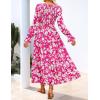 imageZESICA Womens Fall Long Sleeve Floral Boho Dress 2025 Casual V Neck ALine Flowy Wedding Guest Maxi DressesRose