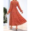 imageZESICA Womens Fall Long Sleeve Floral Boho Dress 2025 Casual V Neck ALine Flowy Wedding Guest Maxi DressesRust