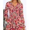 imageZESICA Womens Fall Long Sleeve Floral Boho Dress 2025 Casual V Neck ALine Flowy Wedding Guest Maxi DressesVintage Pink