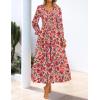 imageZESICA Womens Fall Long Sleeve Floral Boho Dress 2025 Casual V Neck ALine Flowy Wedding Guest Maxi DressesVintage Pink