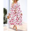 imageZESICA Womens Fall Long Sleeve Floral Boho Dress 2025 Casual V Neck ALine Flowy Wedding Guest Maxi DressesWhite