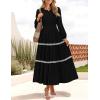 imageZESICA Womens Fall Long Sleeve Maxi Dresses 2025 Casual Crewneck Smocked A Line Tiered Flowy Wedding Guest Long DressBlack