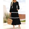 imageZESICA Womens Fall Long Sleeve Maxi Dresses 2025 Casual Crewneck Smocked A Line Tiered Flowy Wedding Guest Long DressBlack