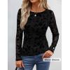 imageZESICA Womens Floral Long Sleeve Shirts 2025 Fall Boat Neck Ruched Tops Slim Fitted Asymmetrical Going Out BlousesBlack