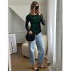 imageZESICA Womens Floral Long Sleeve Shirts 2025 Fall Boat Neck Ruched Tops Slim Fitted Asymmetrical Going Out BlousesGreen