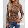imageZESICA Womens Floral Long Sleeve Shirts 2025 Fall Boat Neck Ruched Tops Slim Fitted Asymmetrical Going Out BlousesKhaki