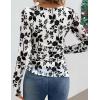 imageZESICA Womens Floral Long Sleeve Shirts 2025 Fall Boat Neck Ruched Tops Slim Fitted Asymmetrical Going Out BlousesWhite
